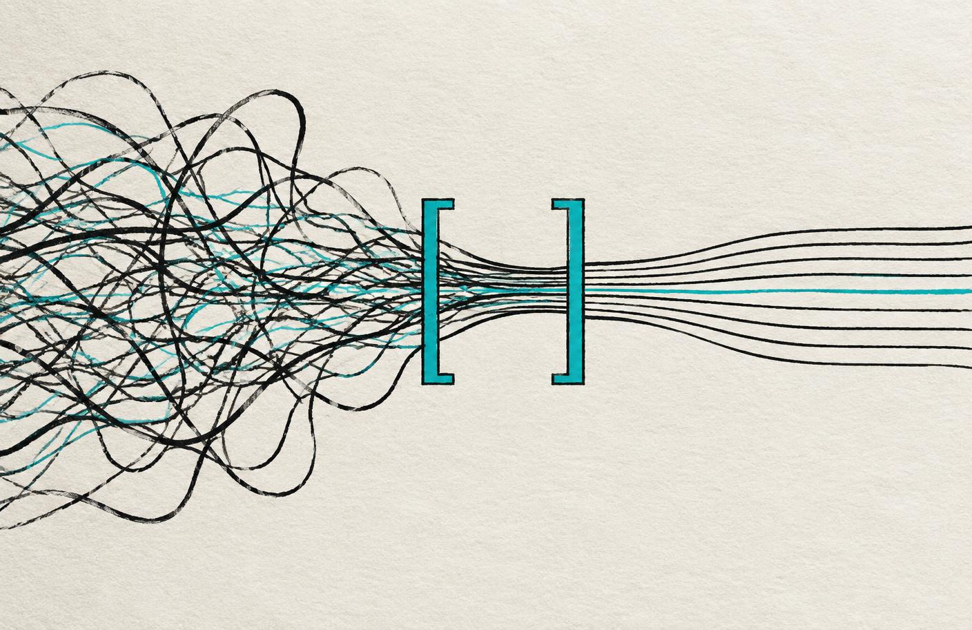 Charcoal lines passing through a precise policy boundary and emerging ordered
